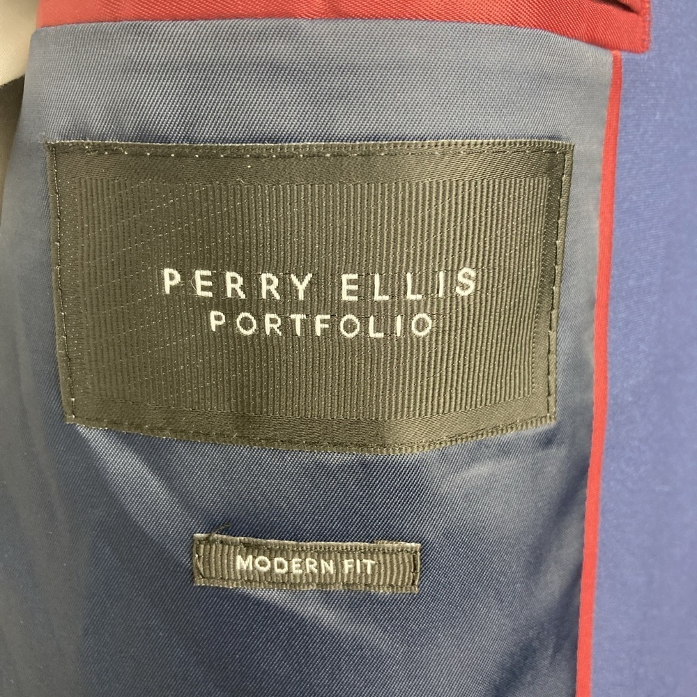 Perry Ellis Portfolio Mens Modern fit 2‎ Piece Suit 40S 33W 30L Blue Stretch - Picture 8 of 12